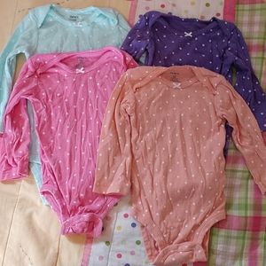 Lot of 4 Girls Long Sleeve onesies size 12 months